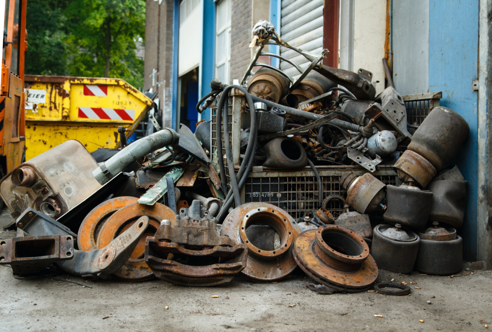 Image of metal piled up at a corner
